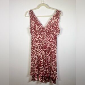 Donna Rico 100% Silk Red and Cream Swirl Dress